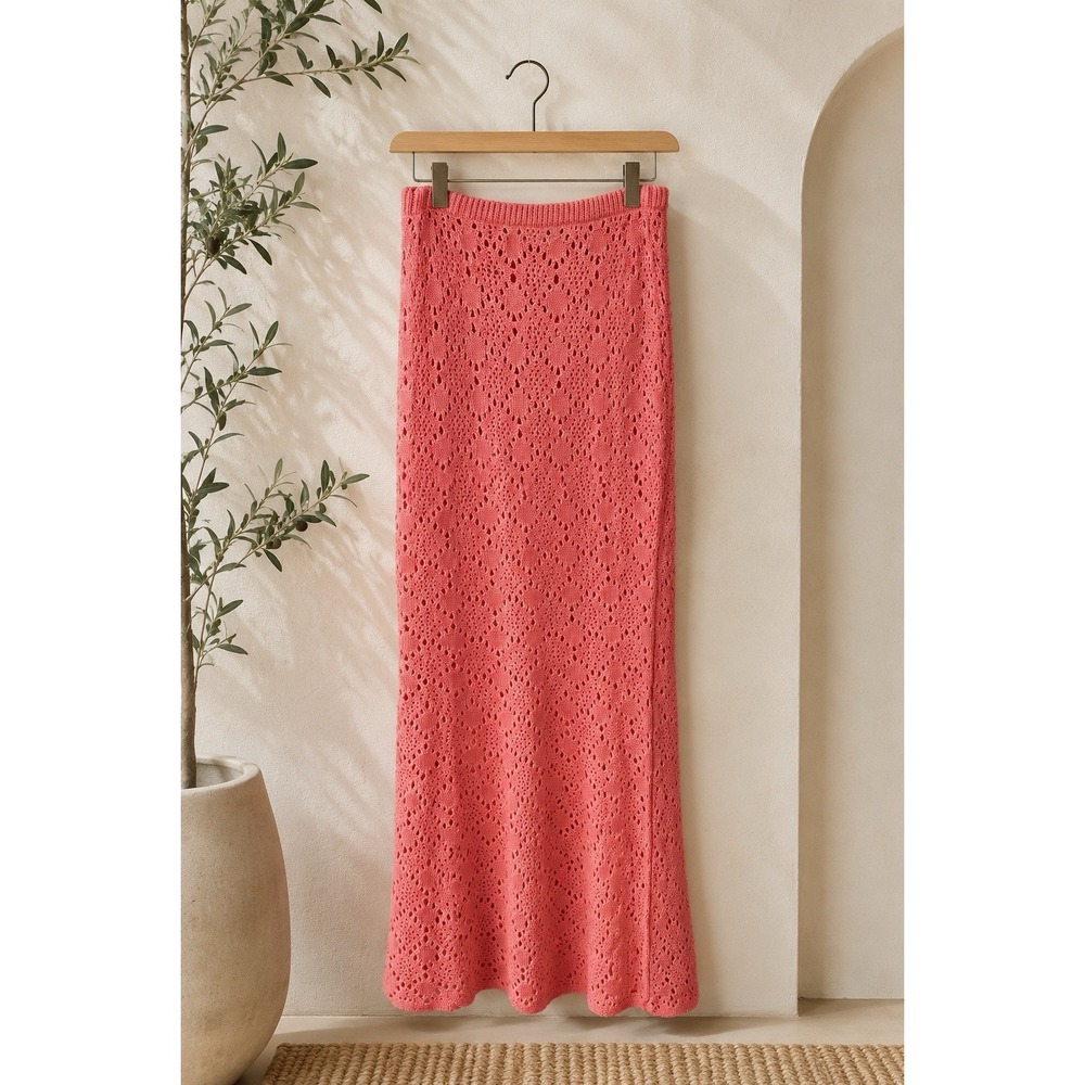 High Five Crochet Knit Maxi Skirt Mermaid Flare Boho Festival Fairy Small - Picture 2 of 4